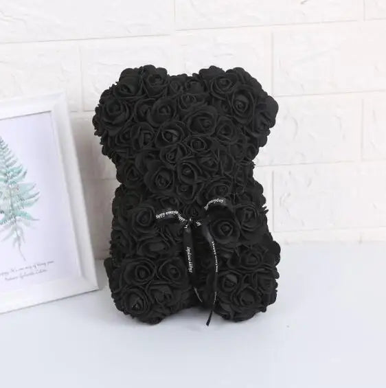 25cm Artificial Flowers Rose Bear Girlfriend Anniversary Christmas Valentine's Day Gift Birthday Present For Wedding Party