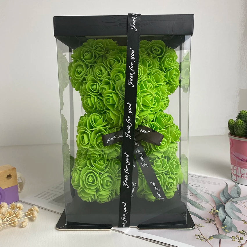 Hand Made Roses Bear Teddy Bears with 14 Colors 25CM High-grade DIY Gifts Christmas Gift / Wedding / Valentine's Day / Decoration