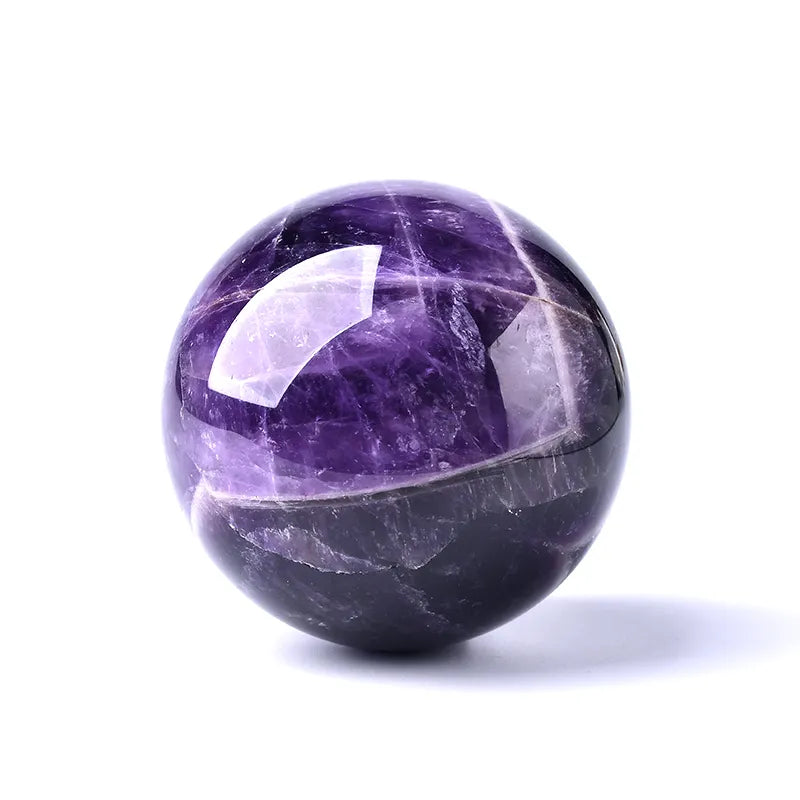Natural Dream Amethyst Ball Polished Globe Massaging Ball Reiki Healing Stone Exquisite
