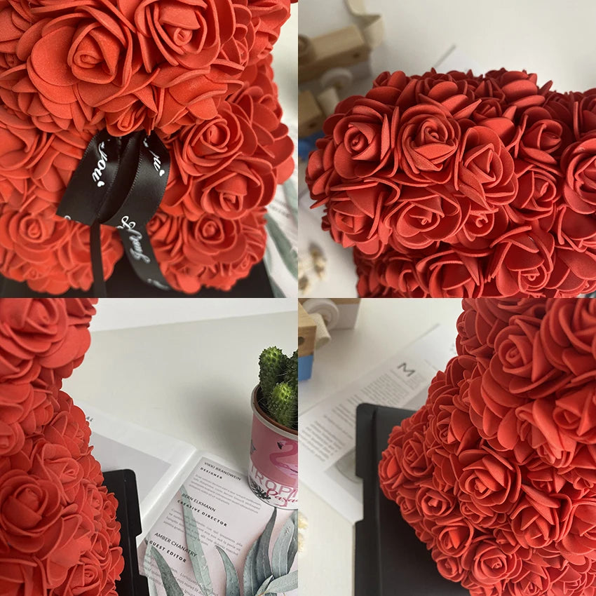 Hand Made Roses Bear Teddy Bears with 14 Colors 25CM High-grade DIY Gifts Christmas Gift / Wedding / Valentine's Day / Decoration