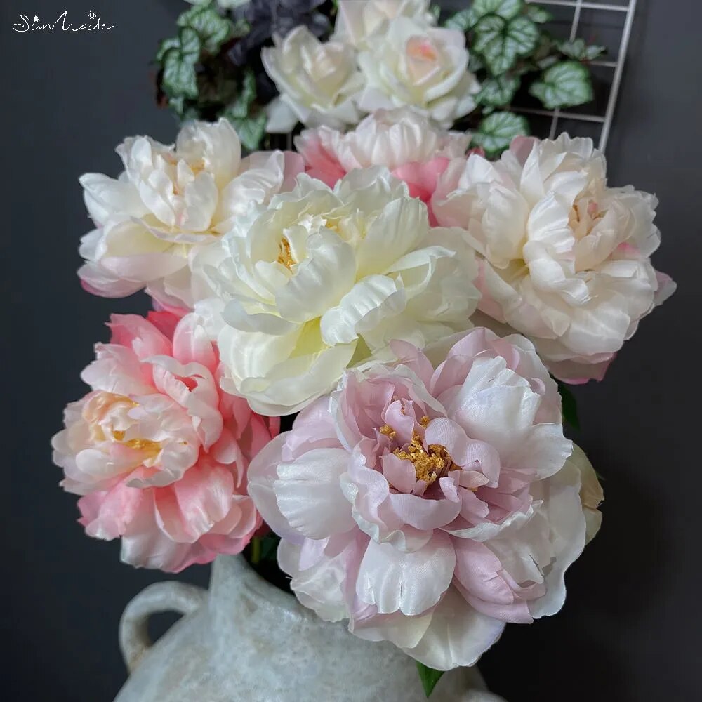 2-Head Delicate Big European Peony Silk Artificial Flowers