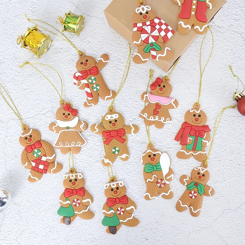 6/12Pcs Gingerbread Man Ornaments Christmas Decorations Tree Hanging Pendants Christmas Cute Funny Kid Gift 2023 Navidad Decor