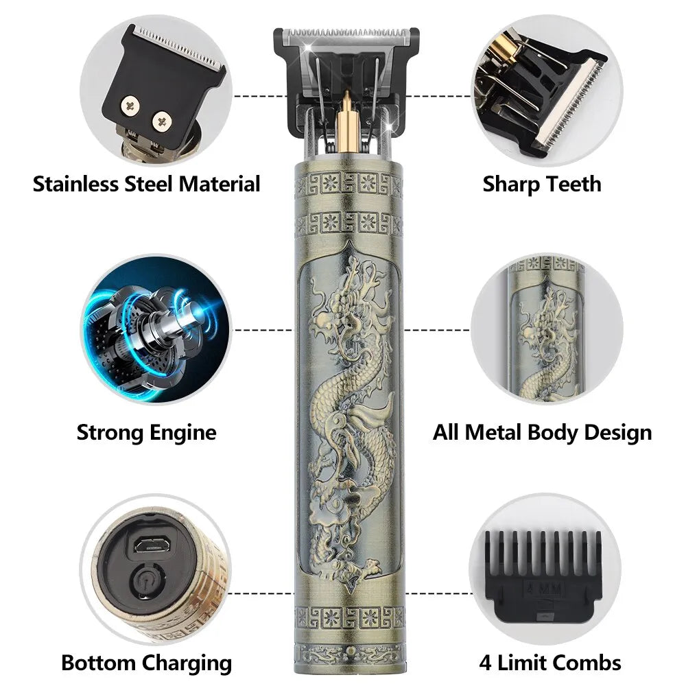 Vintage T9 Electric Hair Cutting Machine Hair Clipper Rechargeable Barber Trimmer for Men