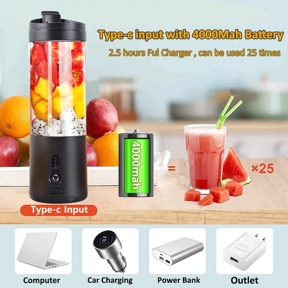 Mini Portable Blender Electric Fruit Juicer Smoothie Orange Fresh Juice Blender