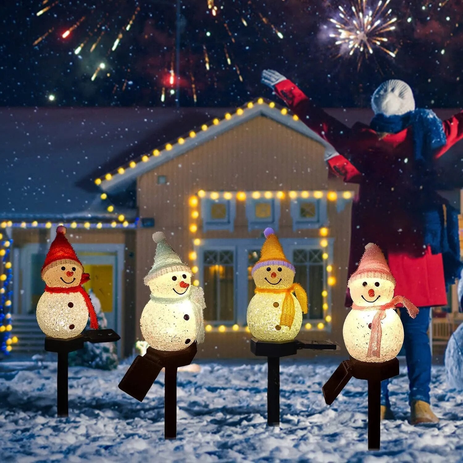 New Christmas Snowman Decoration Light Solar LED Garden Waterproof Light Outdoor Lawn Landscape Underground Lantern Nightlight