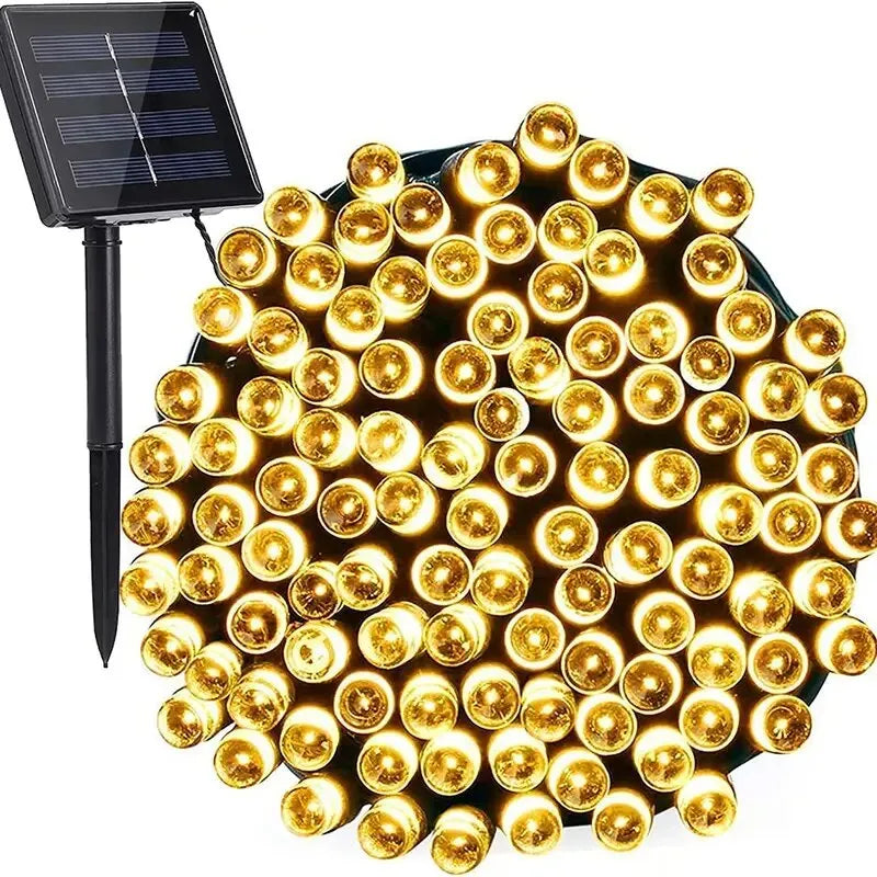 Solar String LED Fairy Lights Garland Festoon Outdoor Sunlight Powered Waterproof Lamps Christmas Garden Party Decor