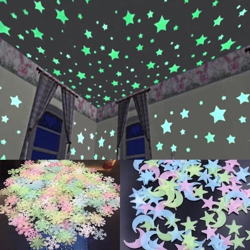 3D Star And Moon Luminous Wall Stickers Home Decorations