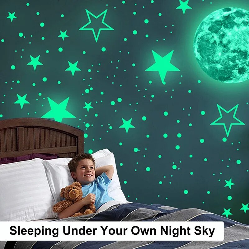 3D Star And Moon Luminous Wall Stickers Home Decorations