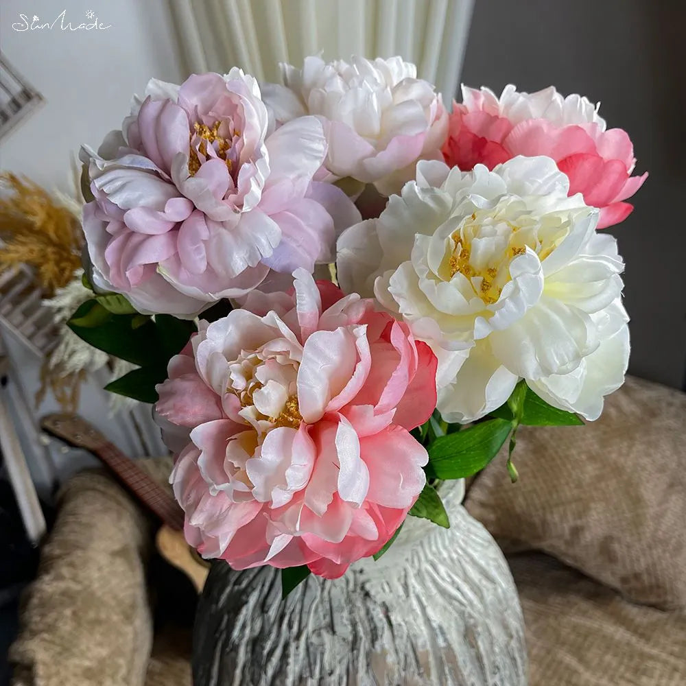 2-Head Delicate Big European Peony Silk Artificial Flowers