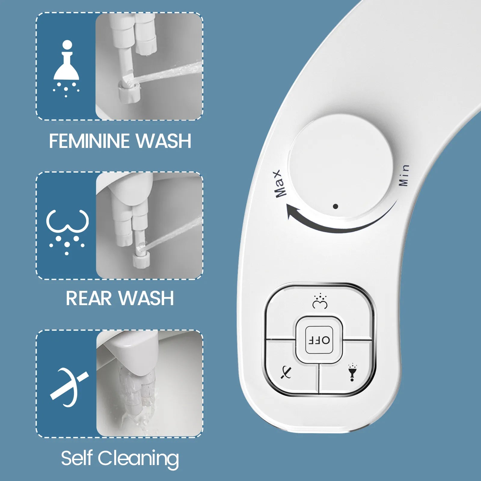 Non-Electric Bidet - Self Cleaning Dual Nozzle (Frontal and Rear Wash)