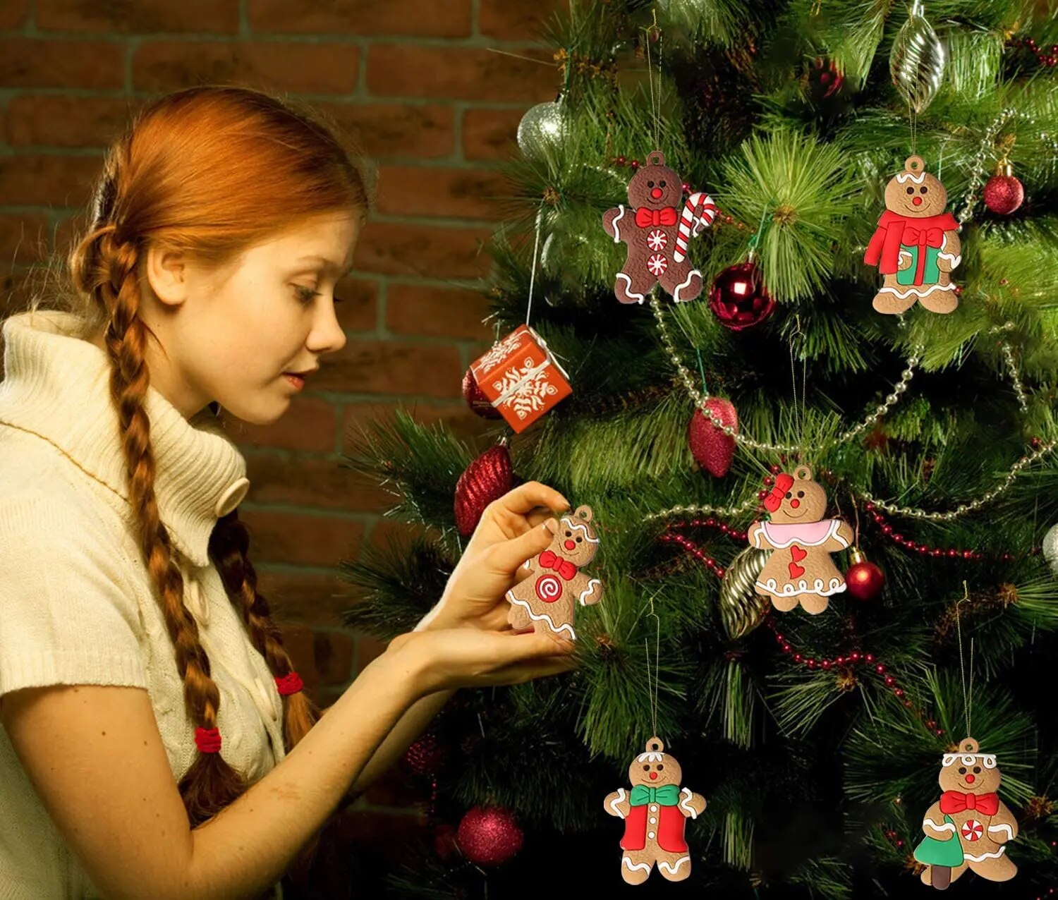 6/12Pcs Gingerbread Man Ornaments Christmas Decorations Tree Hanging Pendants Christmas Cute Funny Kid Gift 2023 Navidad Decor