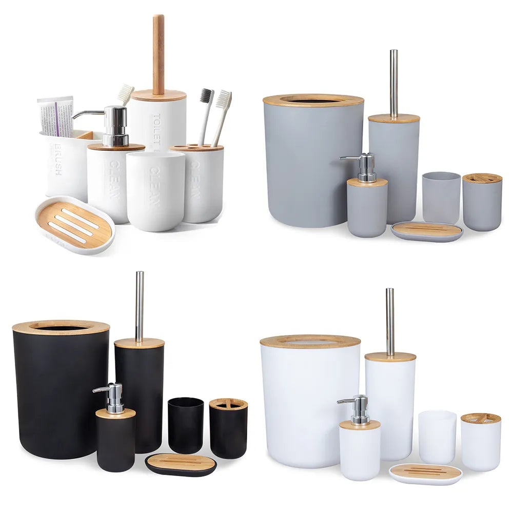 Bathroom Accessories Set Soap Dispenser Bottle Dish Washroom Toothbrush Holder