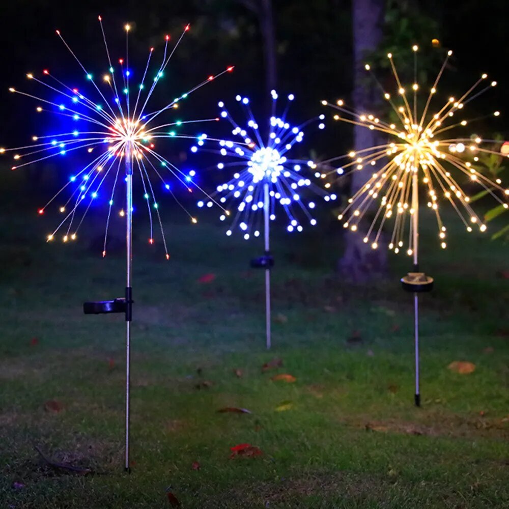 LED Solar Firework Fairy Lights Outdoor Waterproof Lawn Pathway Garden Lights For Patio Yard Party Christmas Wedding Decoration