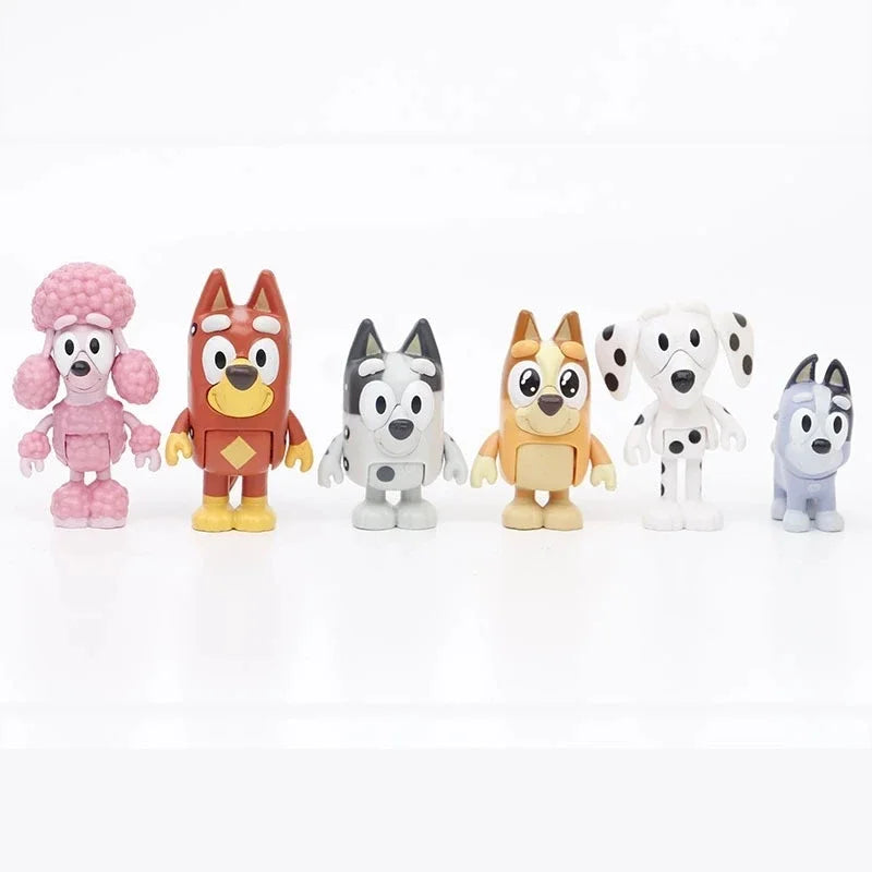 4-12PCS Bluey Bingo Figure Toys Family Kawaii Movable Joint Action Figure Toys Cartoon Bluey Friends PVC Model Doll for New Year