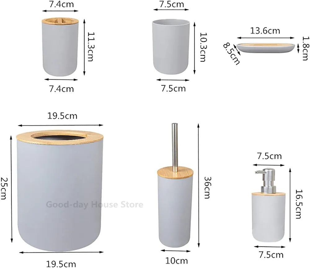 Bathroom Accessories Set Soap Dispenser Bottle Dish Washroom Toothbrush Holder
