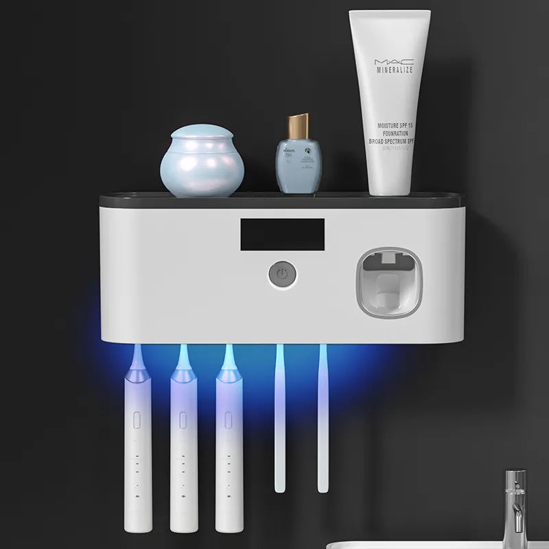 Electric Toothbrush UV Sterilization Drying Holder Wall Mounted Toothpaste
