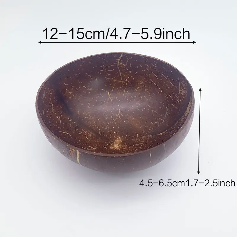 Summer 12-15cm Natural Coconut Bowl Wooden Tableware Spoon Set Coco Kitchen Item Rice Ramen Salad Home Decorative Dinnerware