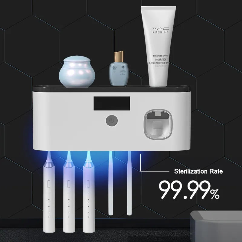 Electric Toothbrush UV Sterilization Drying Holder Wall Mounted Toothpaste