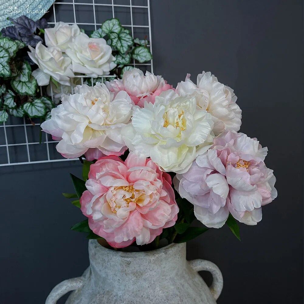 2-Head Delicate Big European Peony Silk Artificial Flowers