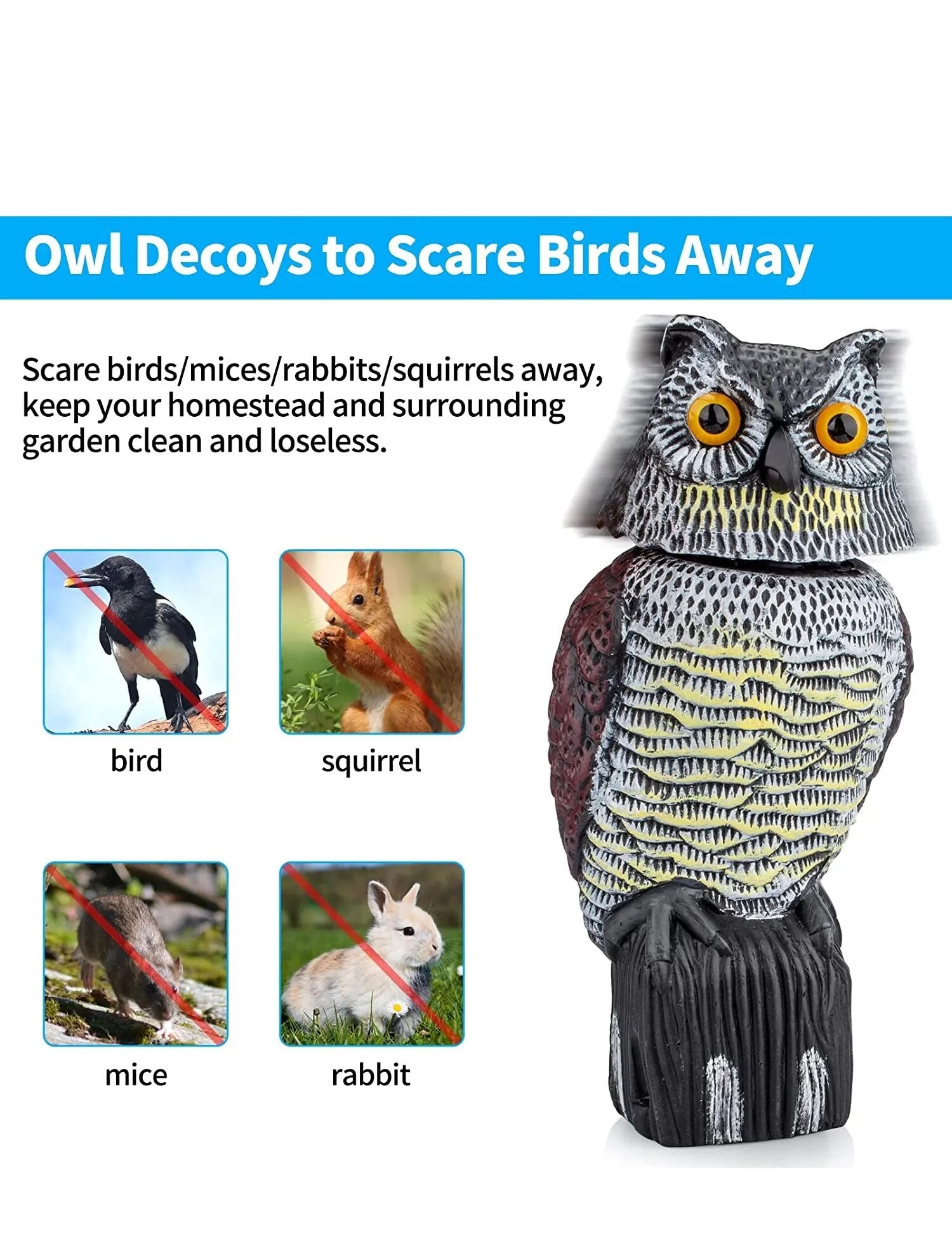 Fake Owl Decoy Plastic Owl Scarecrow Sculpture