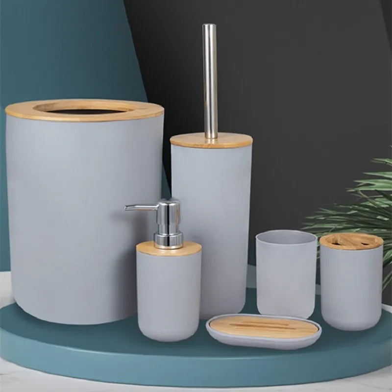 Bathroom Accessories Set Soap Dispenser Bottle Dish Washroom Toothbrush Holder