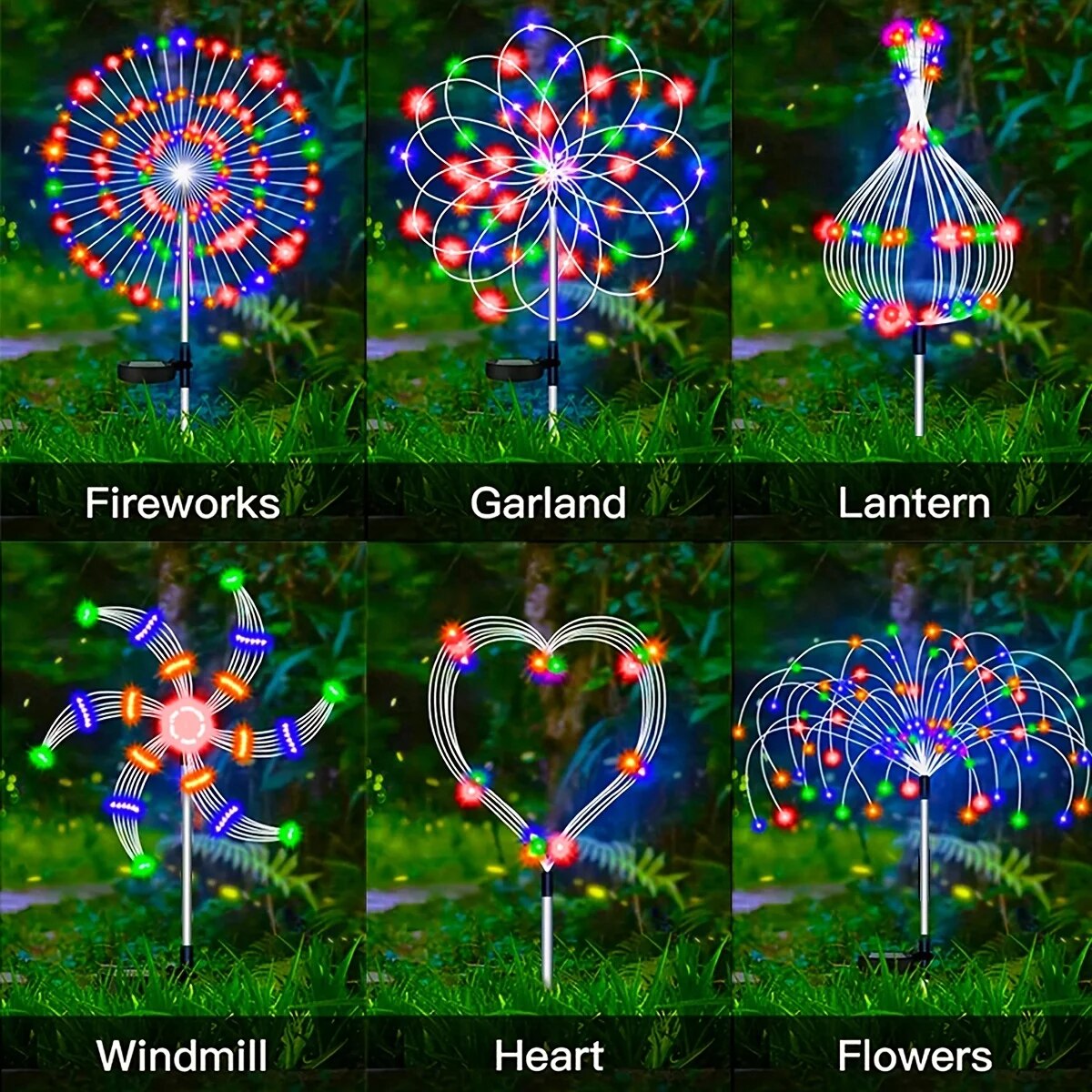 Solar Firework Light Outdoor,IP65 Waterproof Solar Garden Flower Lights With 8 Lighting Modes For Outdoor Lighting