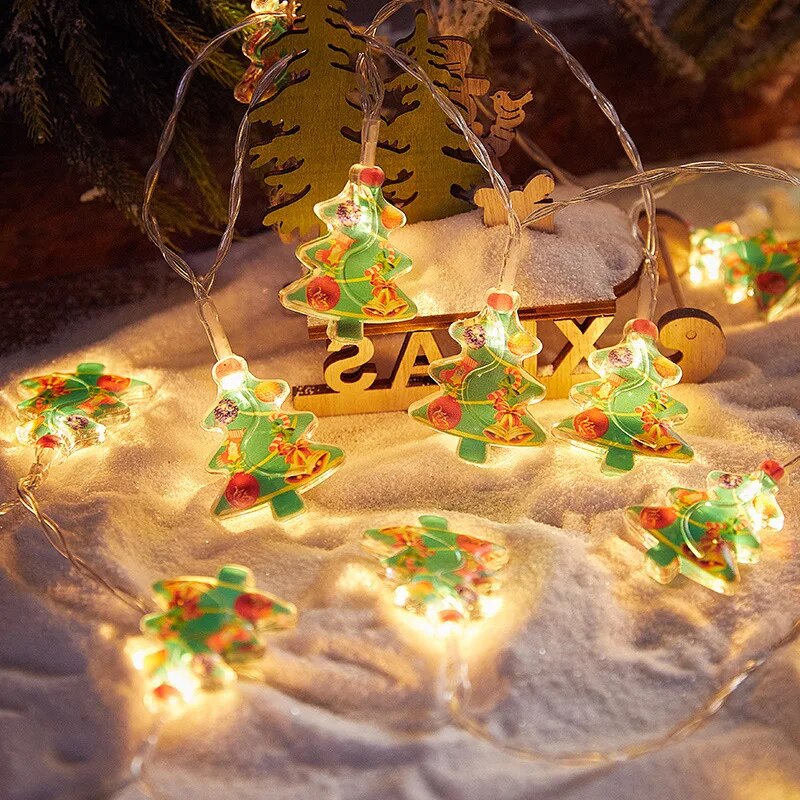 Christmas Tree LED Light 1.5M x10 Xmas Hanging Lamp Fairy Light Garland Home Decoration Ornament 2024 New Year Gifts