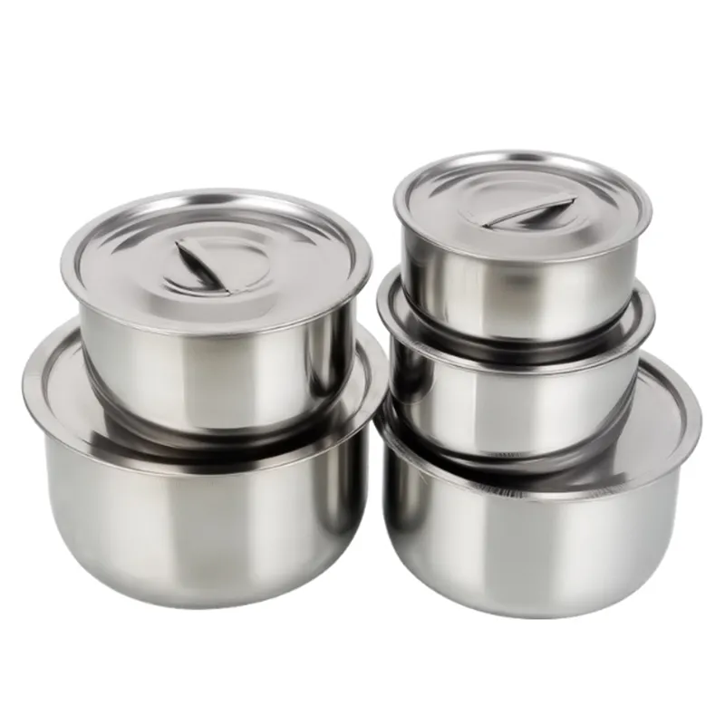 Pot Cooking Accessories Stew 3pcs Tools Steel Kitchenware Stainless Pot Stock Cookware With Pot Set Lid Soup Kitchen