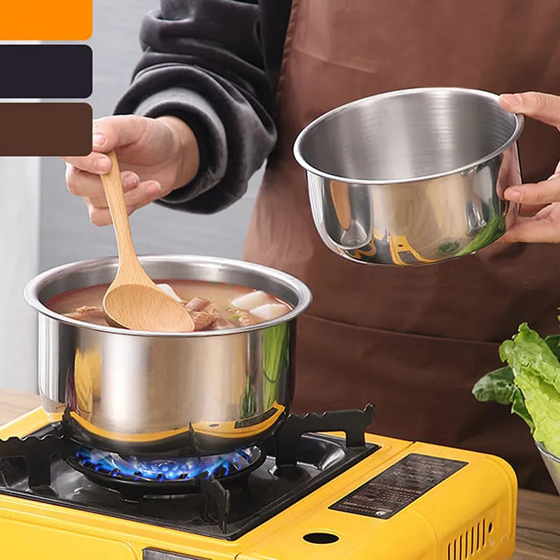 Pot Cooking Accessories Stew 3pcs Tools Steel Kitchenware Stainless Pot Stock Cookware With Pot Set Lid Soup Kitchen