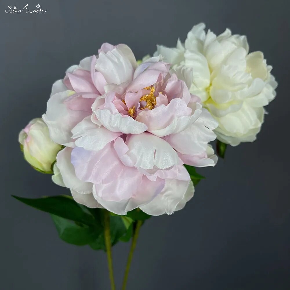 2-Head Delicate Big European Peony Silk Artificial Flowers
