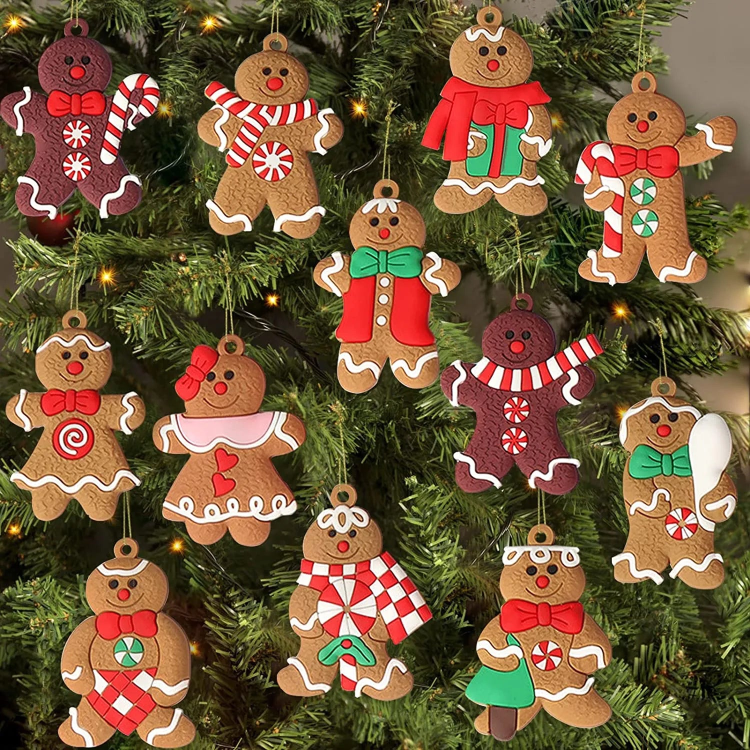 6/12Pcs Gingerbread Man Ornaments Christmas Decorations Tree Hanging Pendants Christmas Cute Funny Kid Gift 2023 Navidad Decor
