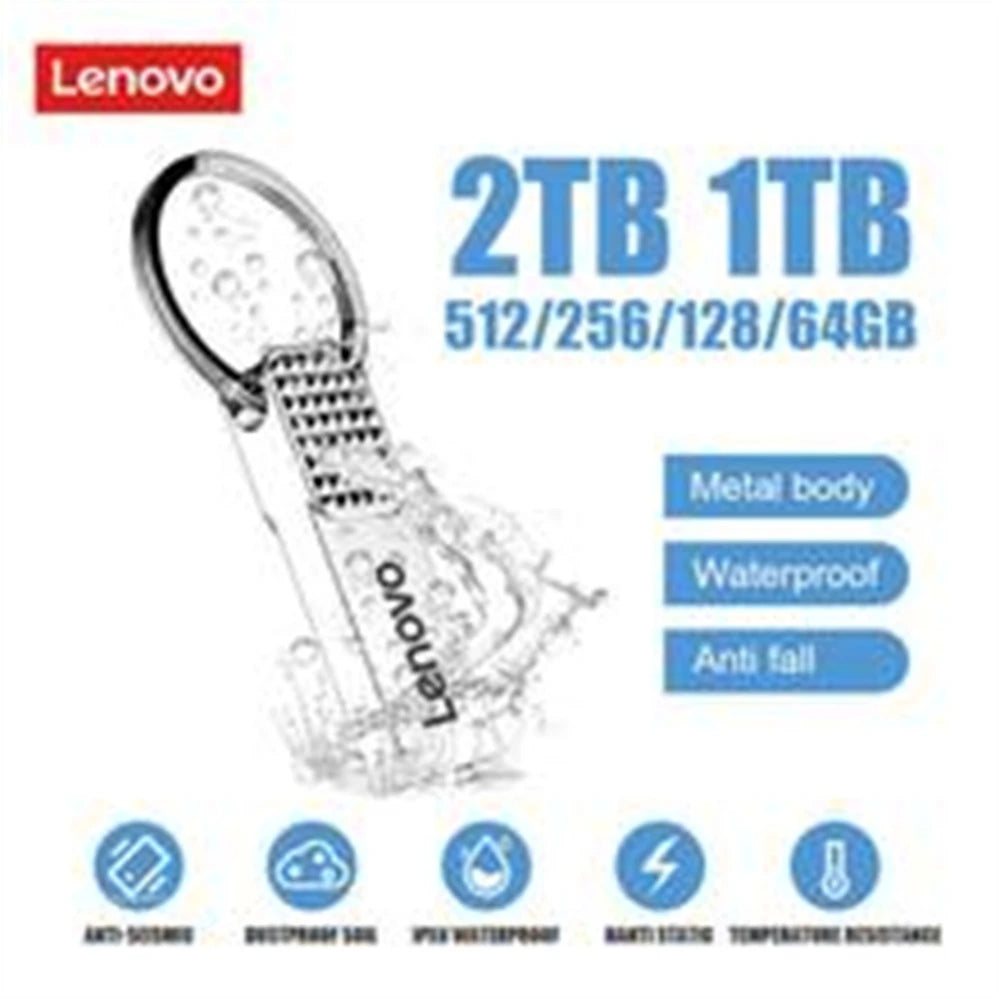 Lenovo USB 2TB OTG Metal USB 3.0 Pen Drive Key 1TB-64GB Type C High Speed Pendrive Mini Flash Drive Memory Stick