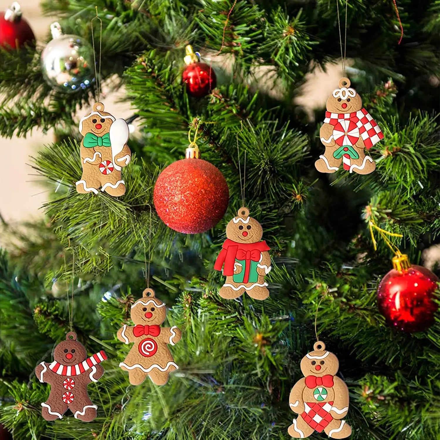 6/12Pcs Gingerbread Man Ornaments Christmas Decorations Tree Hanging Pendants Christmas Cute Funny Kid Gift 2023 Navidad Decor